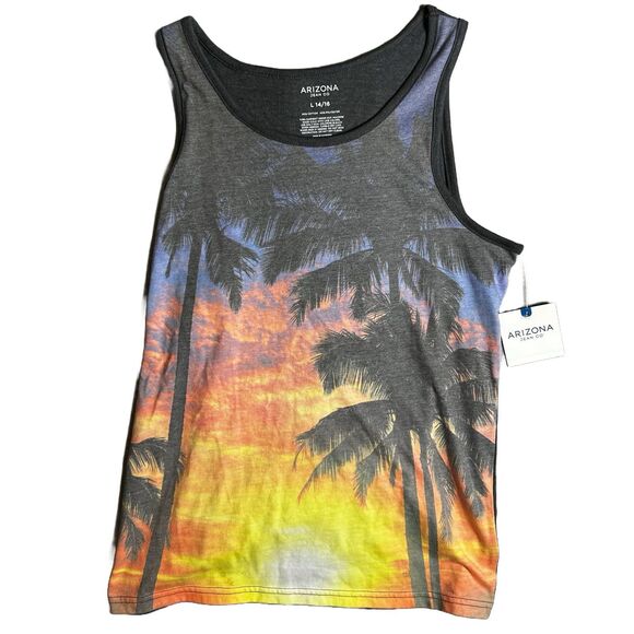 NWT Arizona Jean Co. Boys Size Large (14-16) Tropical Print‎ Tank Top Shirt - Picture 1 of 4